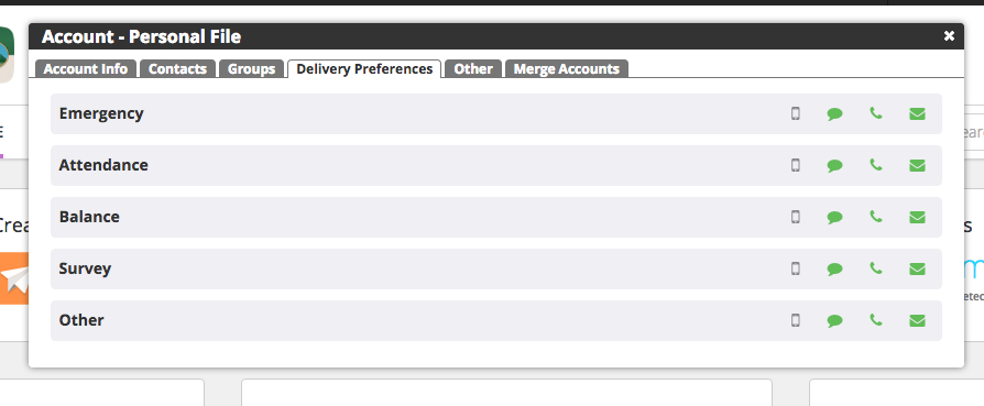 Screenshot of delivery preferences within Blackboard.