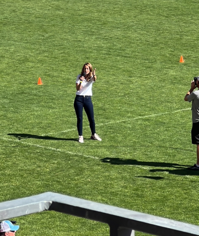 Utah's First Lady at the Unified Sports Day at the Real Sale Lake Field